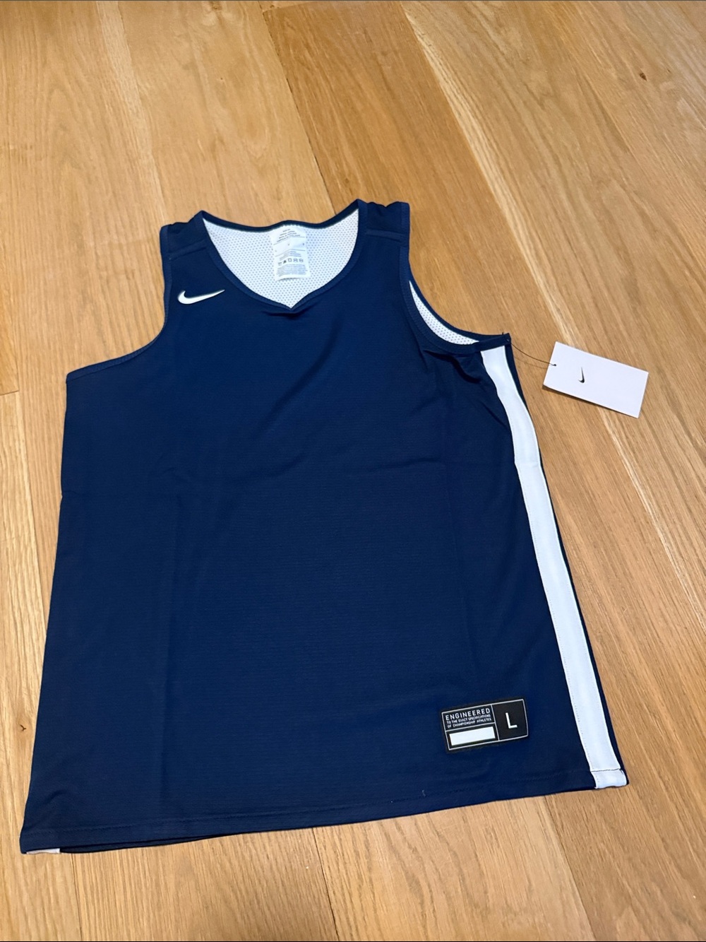 Nike Navy Blue and White Boys' Basketball Jersey Tank